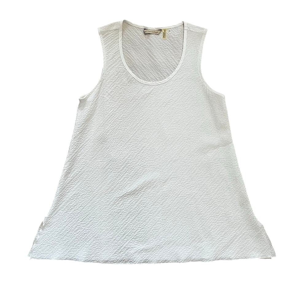 Soft Surroundings White Textured Seersucker A-Line Tank Top | Women’s XS